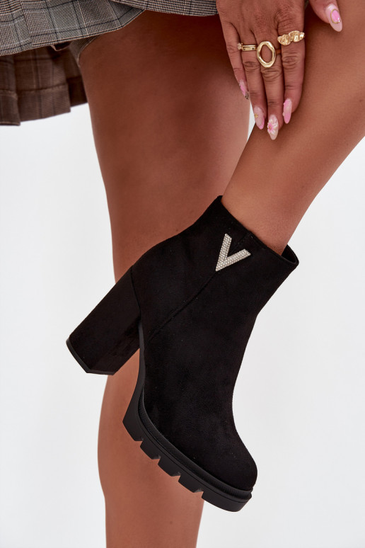 Damenstiefel sich Zuarm laufen mit Absätzen Mit Dekorationen Detalem schZuarze Farbe Briella