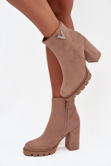 Bottes pour femmes réchauffer avec des talons Avec des décorations Detalem beige Briella 2
