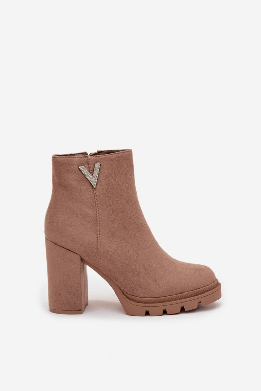 Bottes pour femmes réchauffer avec des talons Avec des décorations Detalem beige Briella