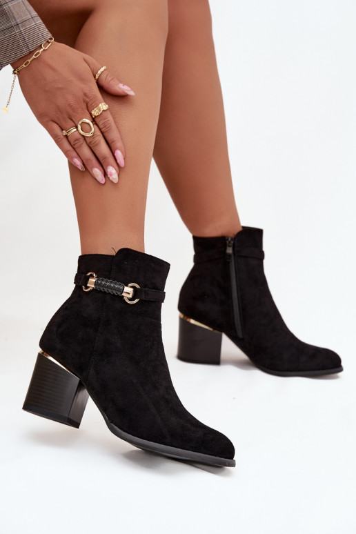 Damenstiefel sich Zuarm laufen mit Absätzen mit verzierten Absätzen schZuarze Farbe Galissa