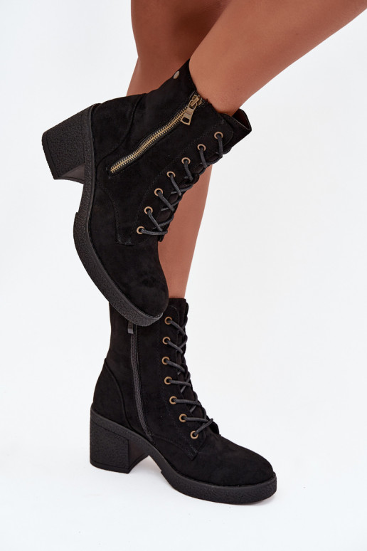 réchauffer Bottes pour femmes Avec une dentelle et fermetures éclairami couleur noire Paressa