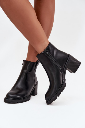 réchauffer Bottes pour femmes en cuir écologique avec des talons couleur noire Alvena