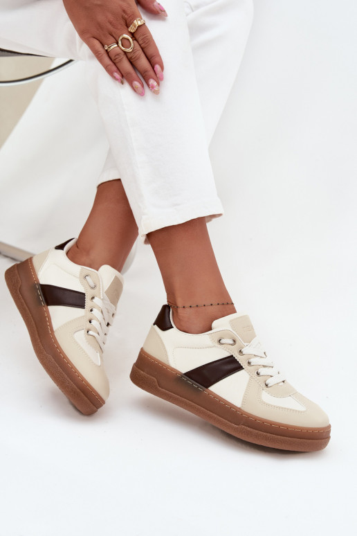 Sneakers Stilvollllschuhe Feminin mit einer Plattform Beige Galivina