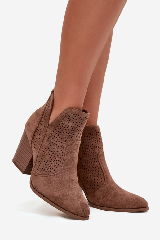 mit durchbrochenen Elementen Damenstiefel S.Barski HY51-060 braune Farbe