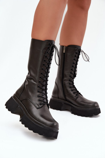Leer laarzen opInarmen met platform Artiker 57C2282 zInart 2