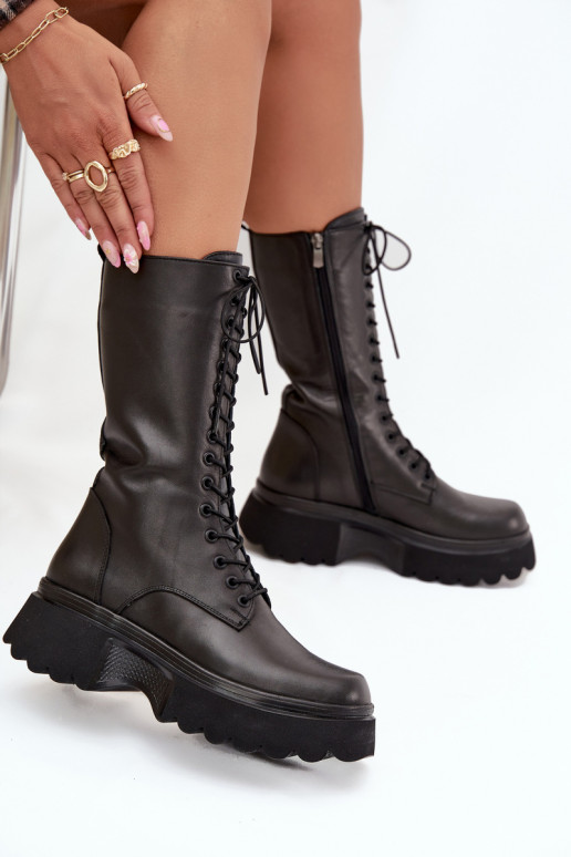 Peau bottes réchauffer avec une plateforme Artiker 57C2282 couleur noire