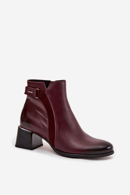 Leer Dameslaarzen met hakken opInarmen Zazoo 60563 bordeaux