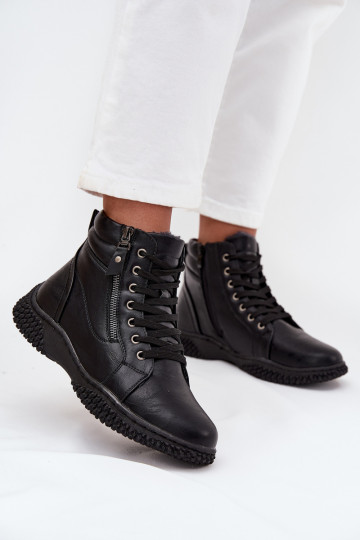 Bottes pour femmes réchauffer avec de la fourrure à l intérieur en cuir écologique couleur noire Ulverina 2