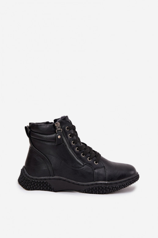 Bottes pour femmes réchauffer avec de la fourrure à l intérieur en cuir écologique couleur noire Ulverina