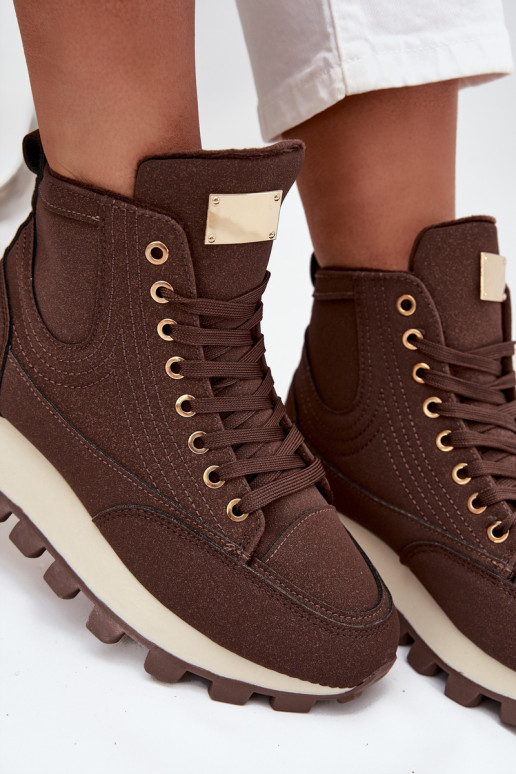 sich Zuarm laufen Schuhe Feminin mit einer Plattform braune Farbe Es mussrivira