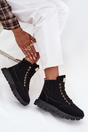 réchauffer chaussures Féminin avec une plateforme couleur noire Il fautrivira