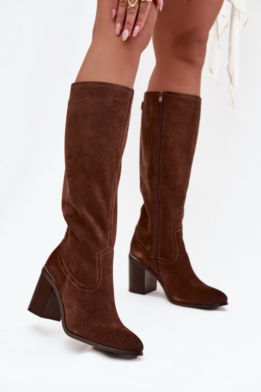 bottes pour femmesActivéturalnego en daimu réchauffer Obcas Słupek Sergio Leone KZ25668-S marron bottes pour femmesActivéturalnego en daimu réchauffer Obcas Słupek Sergio Leone KZ25668-S marron