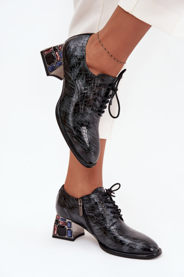 Lackierte Stiefeletten aus echtem Leder Feminin mit Absätzen mit leuchtenden Augen Artiker 57C0072 graue Farbe