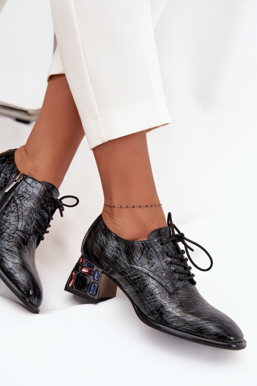 Lackierte Stiefeletten aus echtem Leder Feminin mit Absätzen mit leuchtenden Augen Artiker 57C0072 graue Farbe