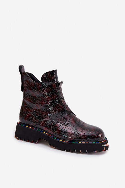 avec effet vernis Bottes pour femmesActivéturalnej Skóry réchauffer Artiker 57C0165 Bourgogne