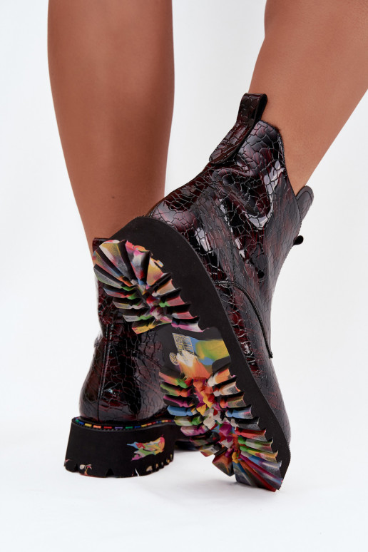 met lakeffect DameslaarzenOpturalnej Skóry opInarmen Artiker 57C0165 bordeaux