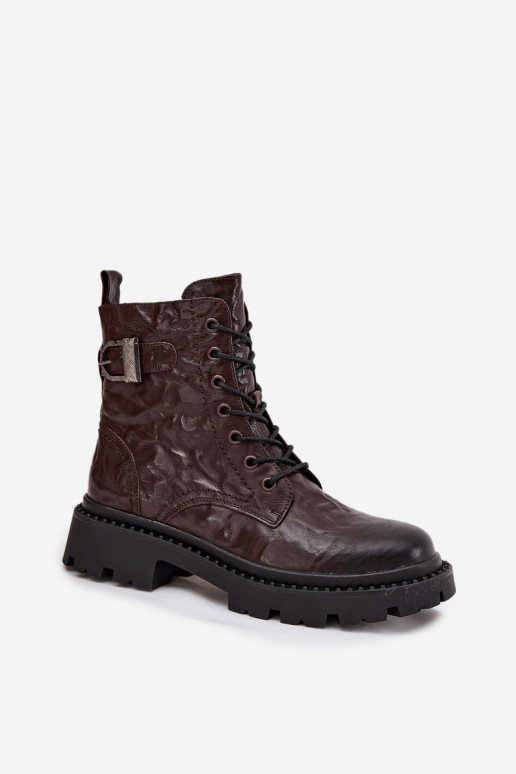 Peau Bottes pour femmes Avec effet Il fautrszczenia I avec boucles Artiker 57C1007 CzekoladoÀe