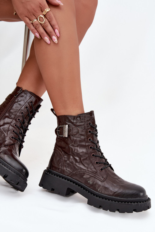 Peau Bottes pour femmes Avec effet Il fautrszczenia I avec boucles Artiker 57C1007 CzekoladoÀe