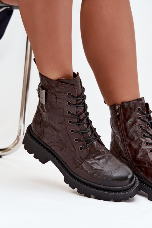 Peau Bottes pour femmes Avec effet Il fautrszczenia I avec boucles Artiker 57C1007 CzekoladoÀe