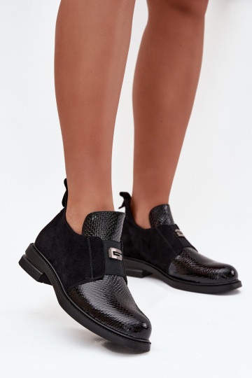 avec effet vernis chaussures à talons bas pour femmes avec des talons réchauffer Vinceza 58560 couleur noire 2