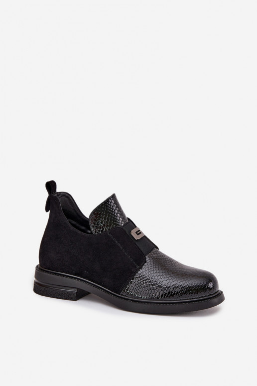 avec effet vernis chaussures à talons bas pour femmes avec des talons réchauffer Vinceza 58560 couleur noire