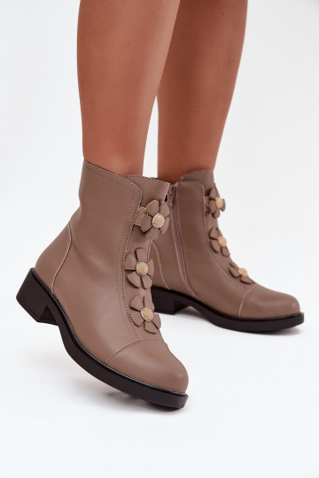 Peau Bottes pour femmes Avec des décorationsi avec des motifs florauxkami réchauffer beige Belverine 2