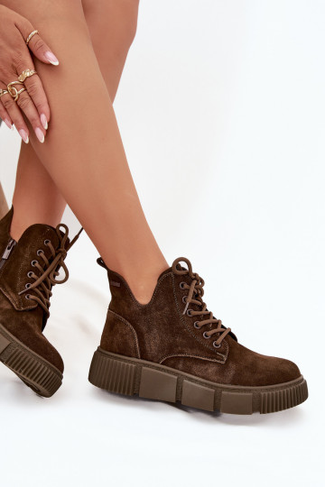 aus INildleder Schuhe mit niedrigem Absatz für Damen mit einer Plattform Big Star SS274595 braune Farbe