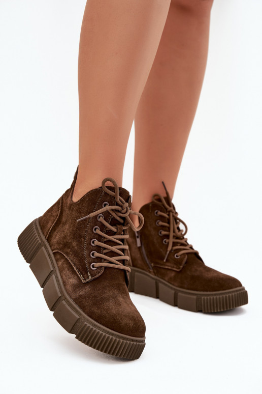 en daim chaussures à talons bas pour femmes avec une plateforme Big Star SS274595 marron en daim chaussures à talons bas pour femmes avec une plateforme Big Star SS274595 marron