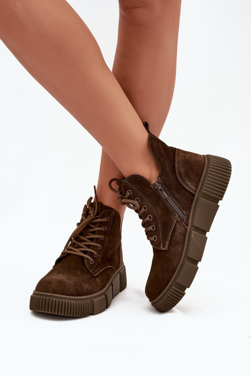 en daim chaussures à talons bas pour femmes avec une plateforme Big Star SS274595 marron en daim chaussures à talons bas pour femmes avec une plateforme Big Star SS274595 marron