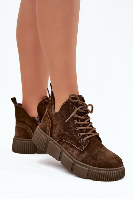 en daim chaussures à talons bas pour femmes avec une plateforme Big Star SS274595 marron en daim chaussures à talons bas pour femmes avec une plateforme Big Star SS274595 marron