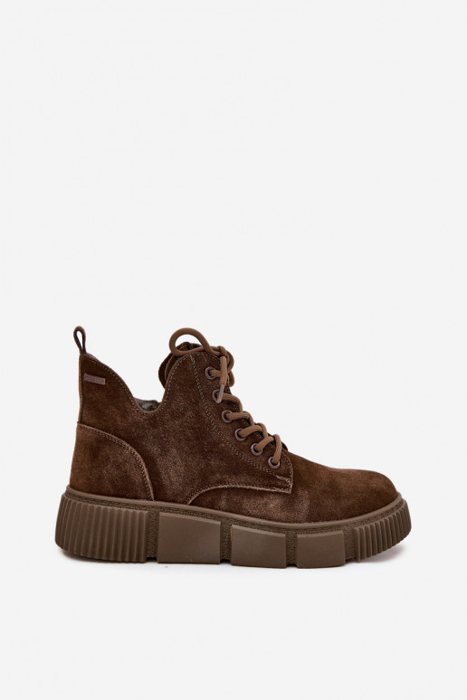 van suède lage hakken voor dames met platform Big Star SS274595 bruine kleur van suède lage hakken voor dames met platform Big Star SS274595 bruine kleur