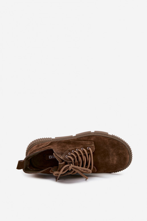 van suède lage hakken voor dames met platform Big Star SS274595 bruine kleur van suède lage hakken voor dames met platform Big Star SS274595 bruine kleur