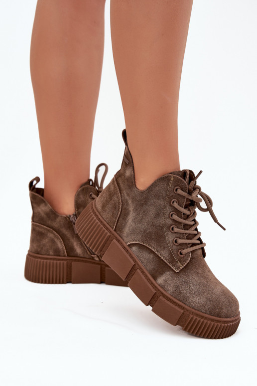 aus INildleder Schuhe mit niedrigem Absatz für Damen mit einer Plattform Big Star SS274594 Beige