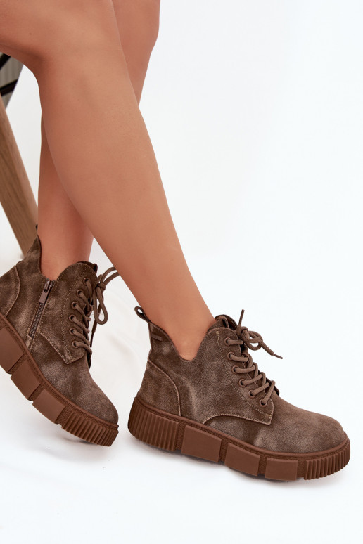 aus INildleder Schuhe mit niedrigem Absatz für Damen mit einer Plattform Big Star SS274594 Beige