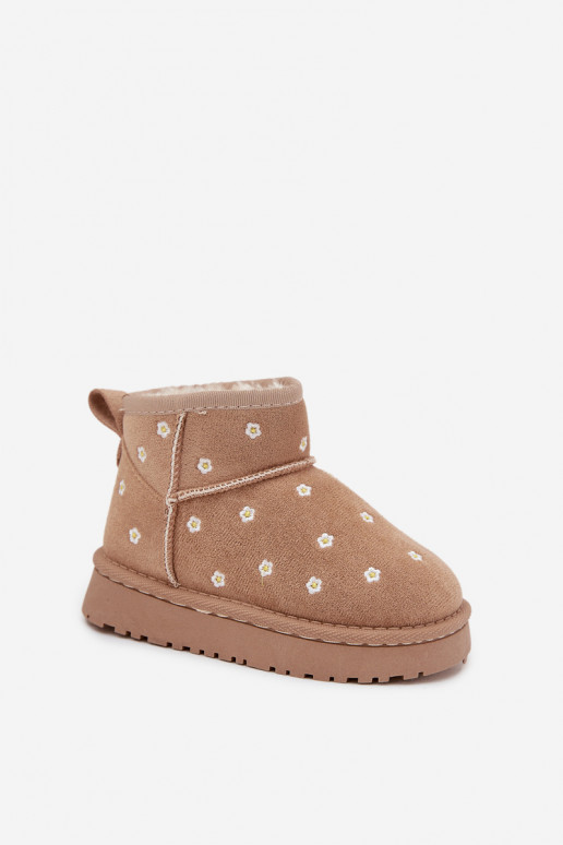 Bottes de neige Puéril Ozdobione avec des motifs florauxuszkami beige Gracina