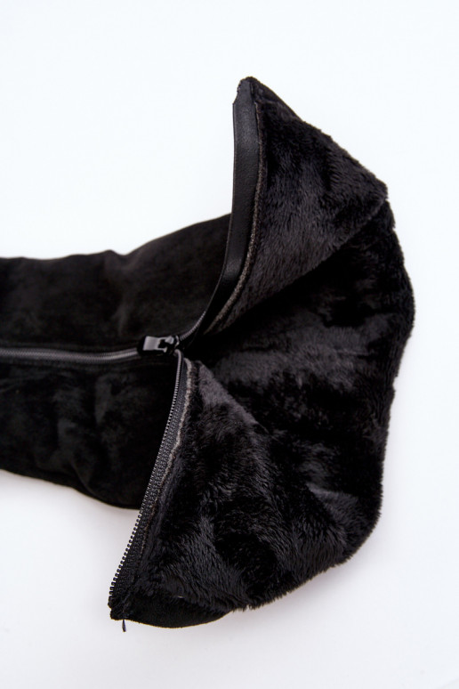 bottes pour femmes en daim avec une plateforme S.Barski HY53-8 couleur noire bottes pour femmes en daim avec une plateforme S.Barski HY53-8 couleur noire