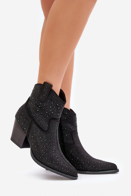 Dekoriert Stiefel im CoZuboy-Stil mit AbsätzenNoskami mit spitzen Ermöglichtsen S.Barski HY42-121 schZuarze Farbe