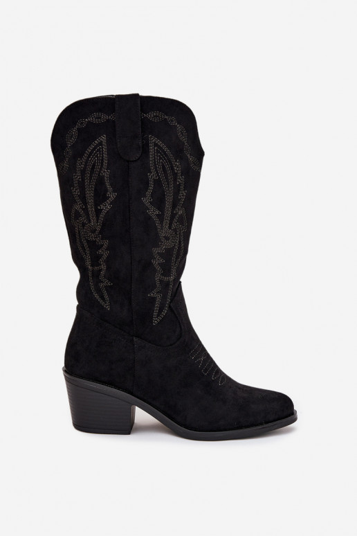 bottes longues en style cowboy pour femmes avec talons doublées Vinceza 16508 couleur noire bottes longues en style cowboy pour femmes avec talons doublées Vinceza 16508 couleur noire