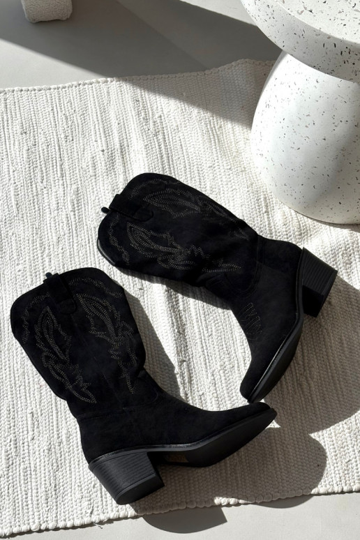 bottes longues en style cowboy pour femmes avec talons doublées Vinceza 16508 couleur noire bottes longues en style cowboy pour femmes avec talons doublées Vinceza 16508 couleur noire