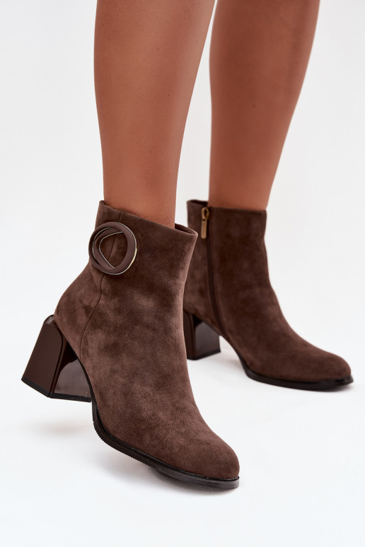 en daim Bottes chaudes sur le talon Avec des décorations Detalem Artiker 57C0017 marron