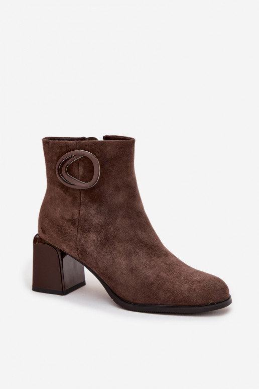 en daim Bottes chaudes sur le talon Avec des décorations Detalem Artiker 57C0017 marron
