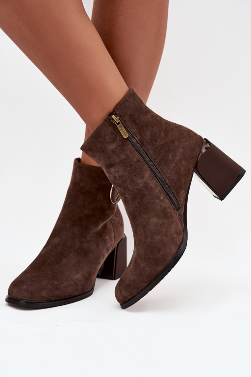 en daim Bottes chaudes sur le talon Avec des décorations Detalem Artiker 57C0017 marron