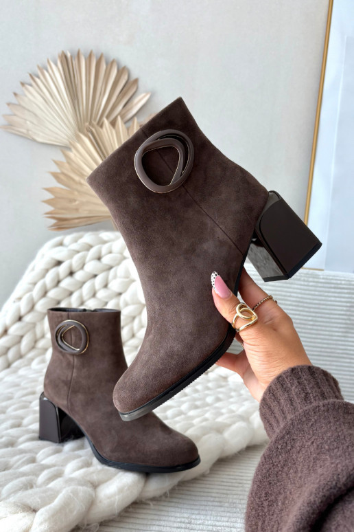 en daim Bottes chaudes sur le talon Avec des décorations Detalem Artiker 57C0017 marron