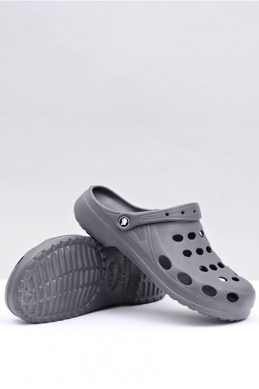 Heren slippers met bandjes voor tuin en zwembad, grijs Heren slippers met bandjes voor tuin en zwembad, grijs