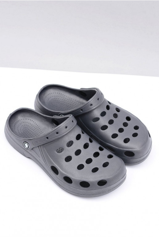 Heren slippers met bandjes voor tuin en zwembad, grijs Heren slippers met bandjes voor tuin en zwembad, grijs