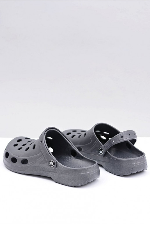 Heren slippers met bandjes voor tuin en zwembad, grijs Heren slippers met bandjes voor tuin en zwembad, grijs