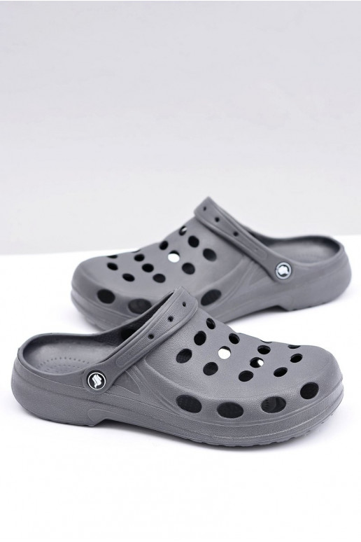 Heren slippers met bandjes voor tuin en zwembad, grijs Heren slippers met bandjes voor tuin en zwembad, grijs
