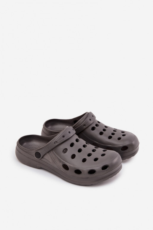 Heren slippers met bandjes voor tuin en zwembad, grijs Heren slippers met bandjes voor tuin en zwembad, grijs