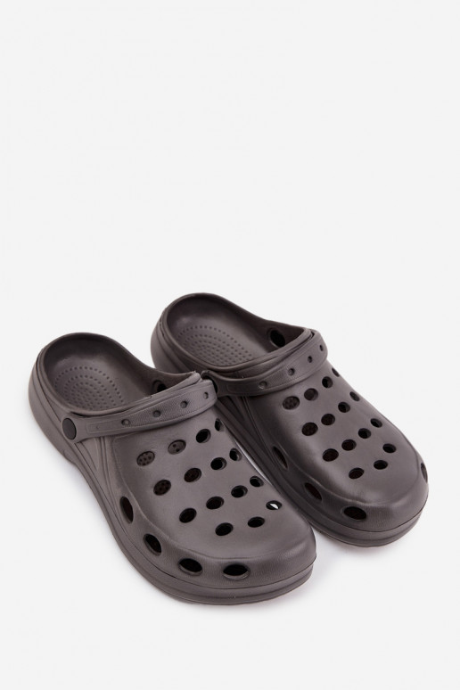 Heren slippers met bandjes voor tuin en zwembad, grijs Heren slippers met bandjes voor tuin en zwembad, grijs