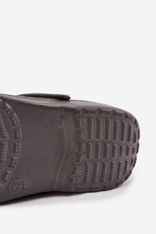 Heren slippers met bandjes voor tuin en zwembad, grijs Heren slippers met bandjes voor tuin en zwembad, grijs